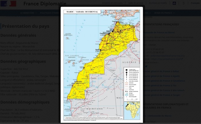 نشر الخريطة الرسمية للمملكة تشمل صحراءها على الموقع الرسمي للخارجية الفرنسية